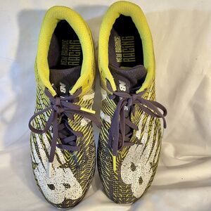 New Balance Track & Field Spike Shoes Size 9.5 Yellow Grey Mesh Lace up Xcountry